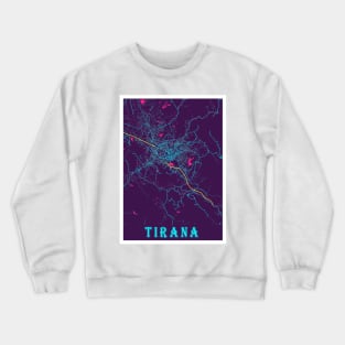 Tirana Neon City Map Crewneck Sweatshirt